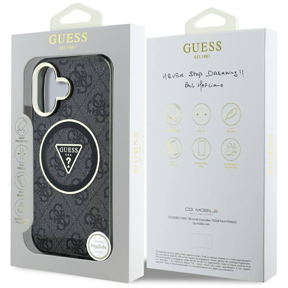 Guess IML Metal Glitter 4G Circle Triangle MagSafe - θήκη για Apple iPhone 16 - Μαύρο - Image 8