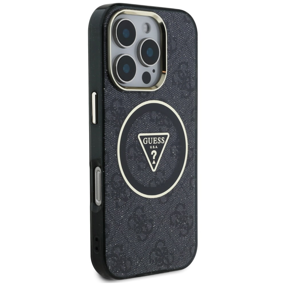 Guess IML Metal Glitter 4G Circle Triangle MagSafe - θήκη για Apple iPhone 16 Pro - Μαύρο - Image 4