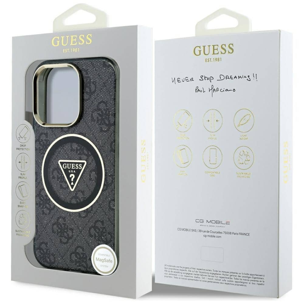 Guess IML Metal Glitter 4G Circle Triangle MagSafe - θήκη για Apple iPhone 16 Pro - Μαύρο - Image 8