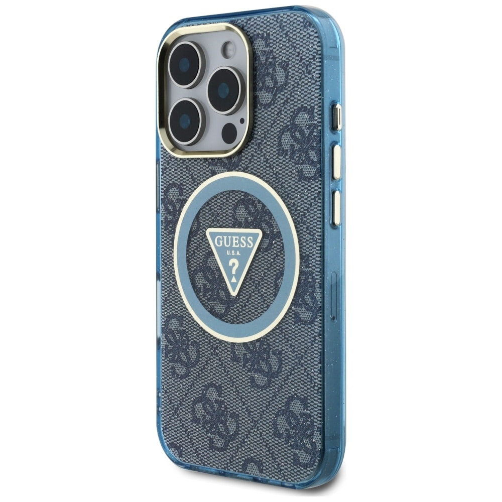 Guess IML Metal Glitter 4G Circle Triangle MagSafe - θήκη για Apple iPhone 16 Pro - Μπλε - Image 2
