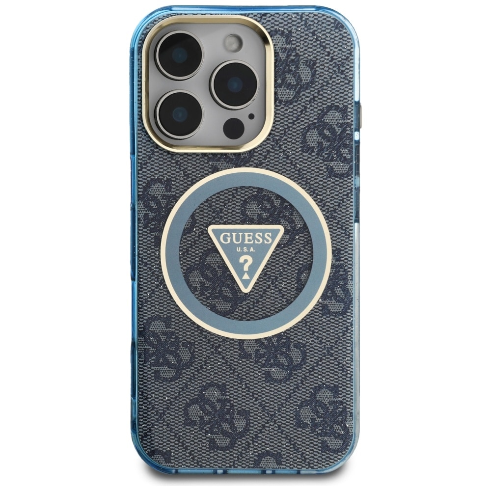 Guess IML Metal Glitter 4G Circle Triangle MagSafe - θήκη για Apple iPhone 16 Pro - Μπλε - Image 3