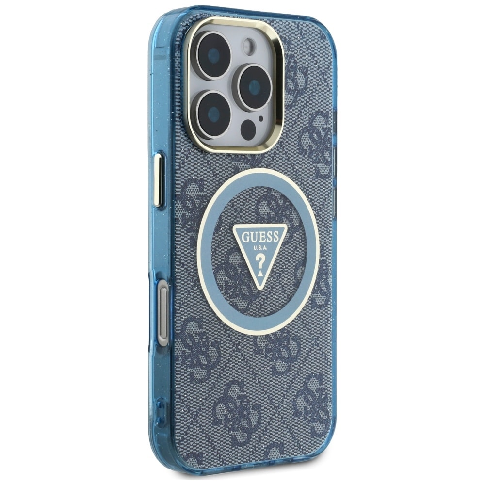 Guess IML Metal Glitter 4G Circle Triangle MagSafe - θήκη για Apple iPhone 16 Pro - Μπλε - Image 4