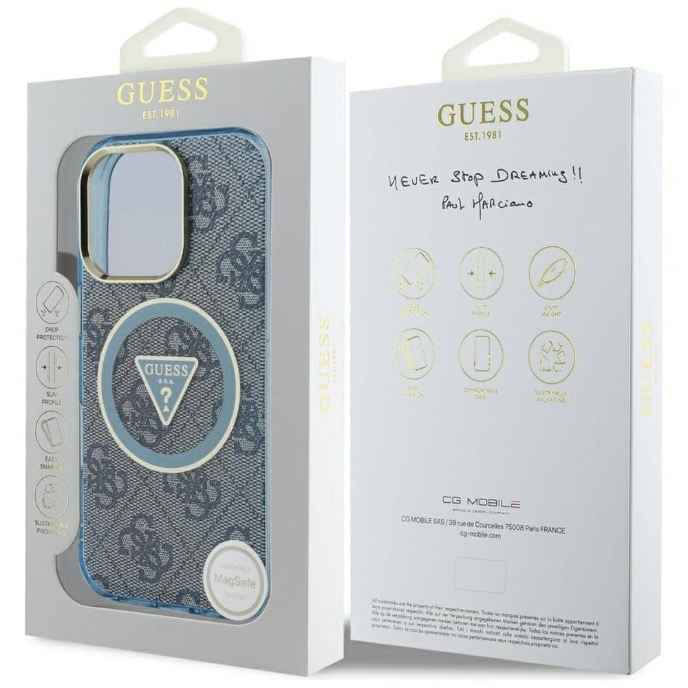 Guess IML Metal Glitter 4G Circle Triangle MagSafe - θήκη για Apple iPhone 16 Pro - Μπλε - Image 8