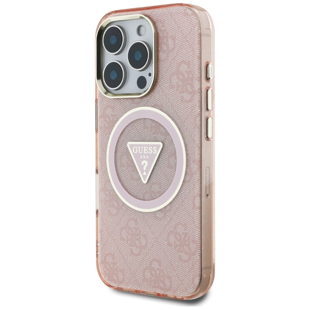 Guess IML Metal Glitter 4G Circle Triangle MagSafe - θήκη για Apple iPhone 16 Pro Max - Ροζ - Image 2