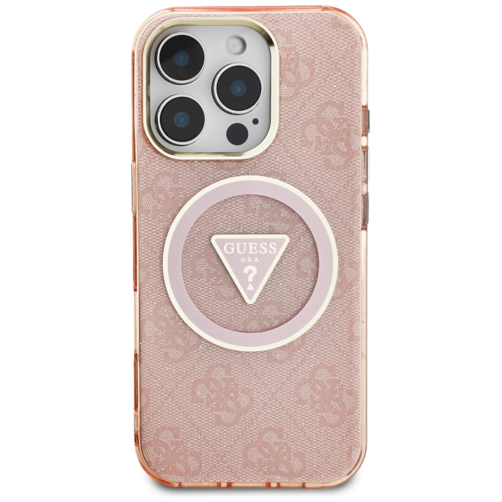 Guess IML Metal Glitter 4G Circle Triangle MagSafe - θήκη για Apple iPhone 16 Pro Max - Ροζ - Image 3