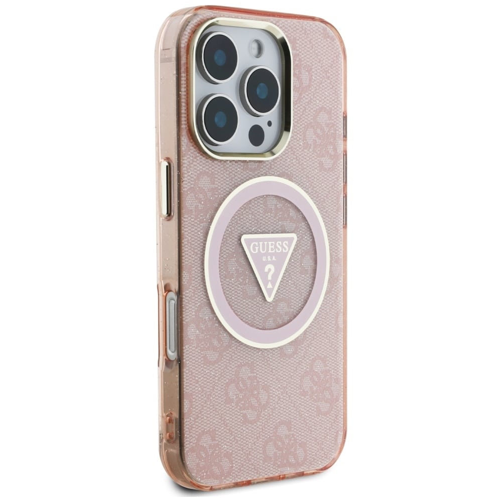 Guess IML Metal Glitter 4G Circle Triangle MagSafe - θήκη για Apple iPhone 16 Pro Max - Ροζ - Image 4