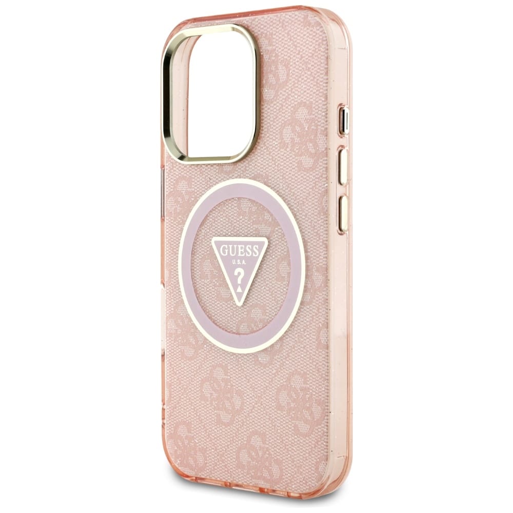 Guess IML Metal Glitter 4G Circle Triangle MagSafe - θήκη για Apple iPhone 16 Pro Max - Ροζ - Image 6