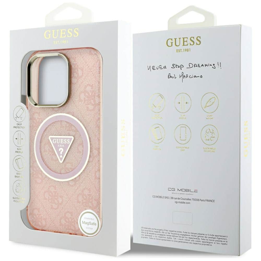 Guess IML Metal Glitter 4G Circle Triangle MagSafe - θήκη για Apple iPhone 16 Pro Max - Ροζ - Image 8
