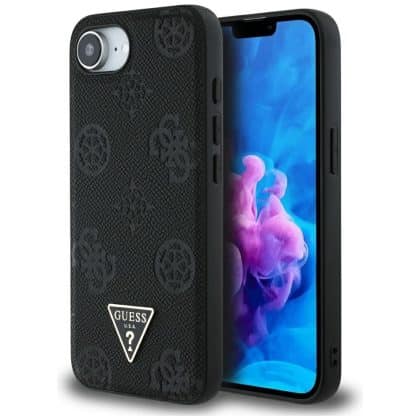 Guess Grained Hot Stamp Peony Triangle Logo MagSafe - θήκη για Apple iPhone 16e - Μαύρο