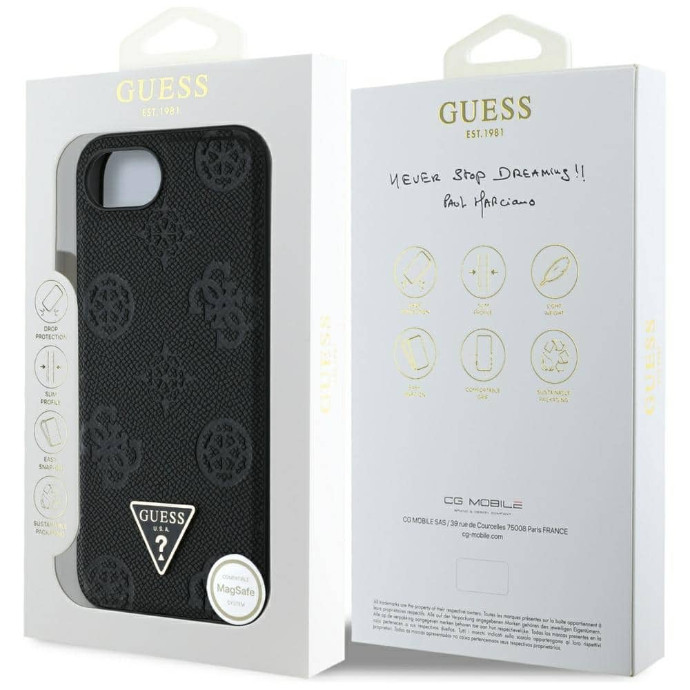 Guess Grained Hot Stamp Peony Triangle Logo MagSafe - θήκη για Apple iPhone 16e - Μαύρο - Image 8