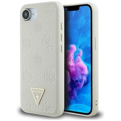 Guess Grained Hot Stamp Peony Triangle Logo MagSafe - θήκη για Apple iPhone 16e - Μπεζ