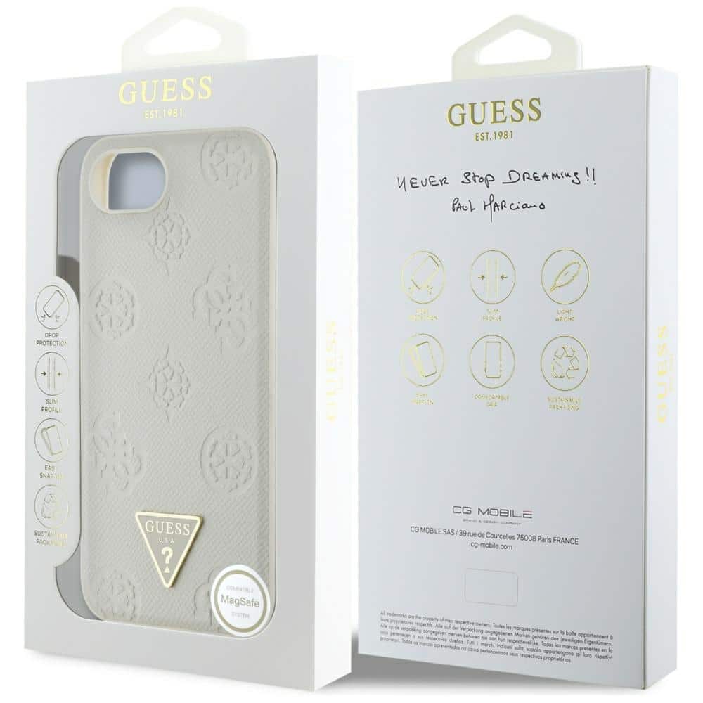 Guess Grained Hot Stamp Peony Triangle Logo MagSafe - θήκη για Apple iPhone 16e - Μπεζ - Image 8