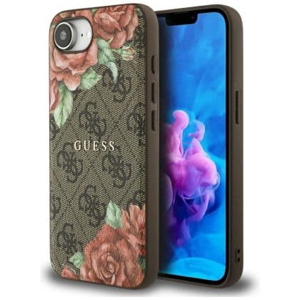 Guess 4G Flowers Print - θήκη για Apple iPhone 16e - Καφέ