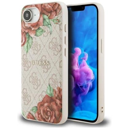 Guess 4G Flowers Print MagSafe - θήκη για Apple iPhone 16e - Ροζ