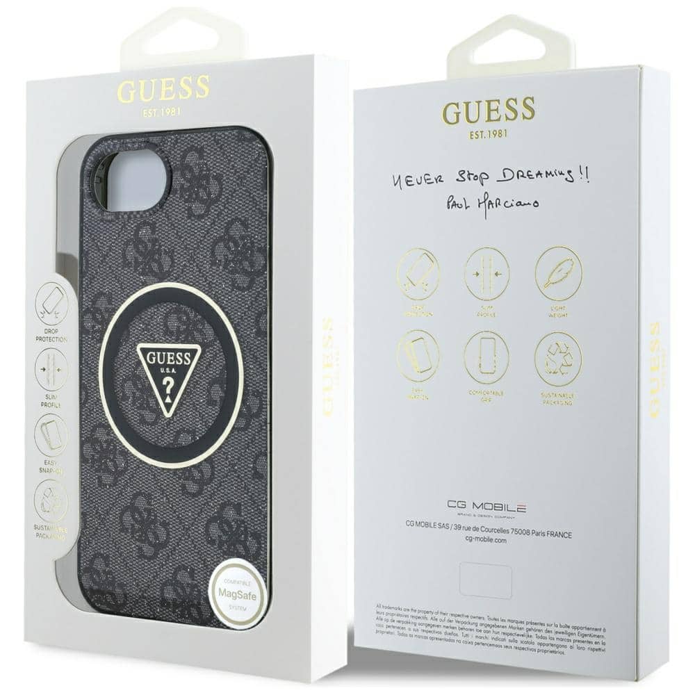 Guess IML Metal Glitter 4G Circle Triangle MagSafe - θήκη για Apple iPhone 16e - Μαύρο - Image 8