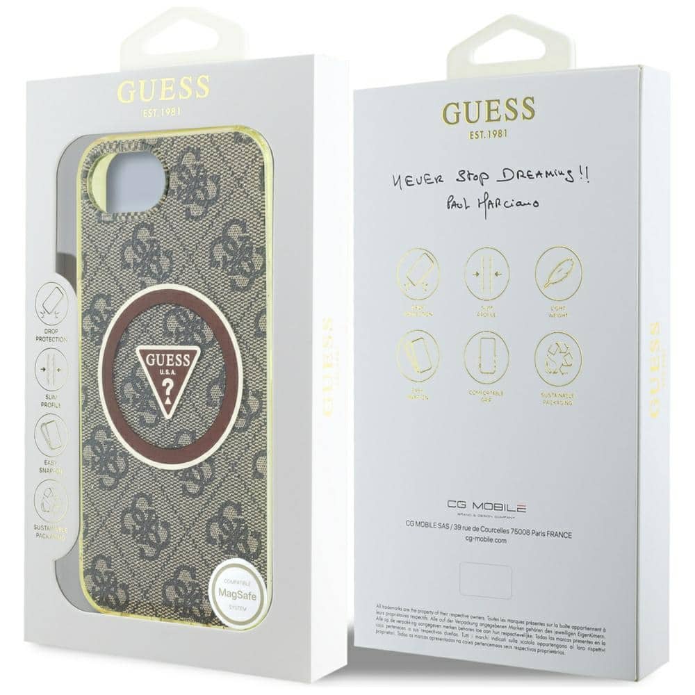 Guess IML Metal Glitter 4G Circle Triangle MagSafe - θήκη για Apple iPhone 16e - Καφέ - Image 8