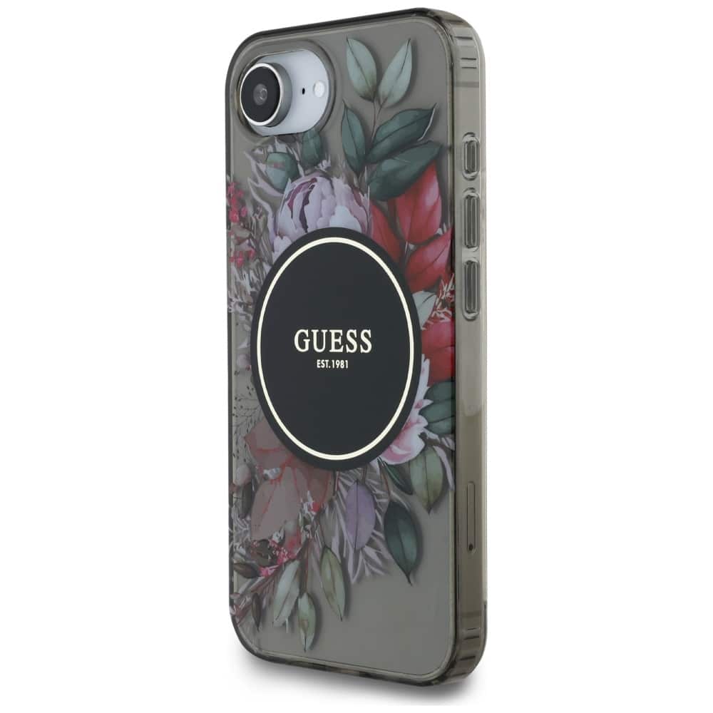 Guess IML Flowers MagSafe - θήκη για Apple iPhone 16e - Μαύρο - Image 2