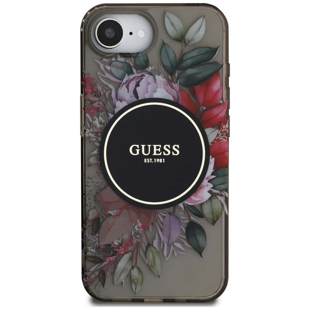 Guess IML Flowers MagSafe - θήκη για Apple iPhone 16e - Μαύρο - Image 3