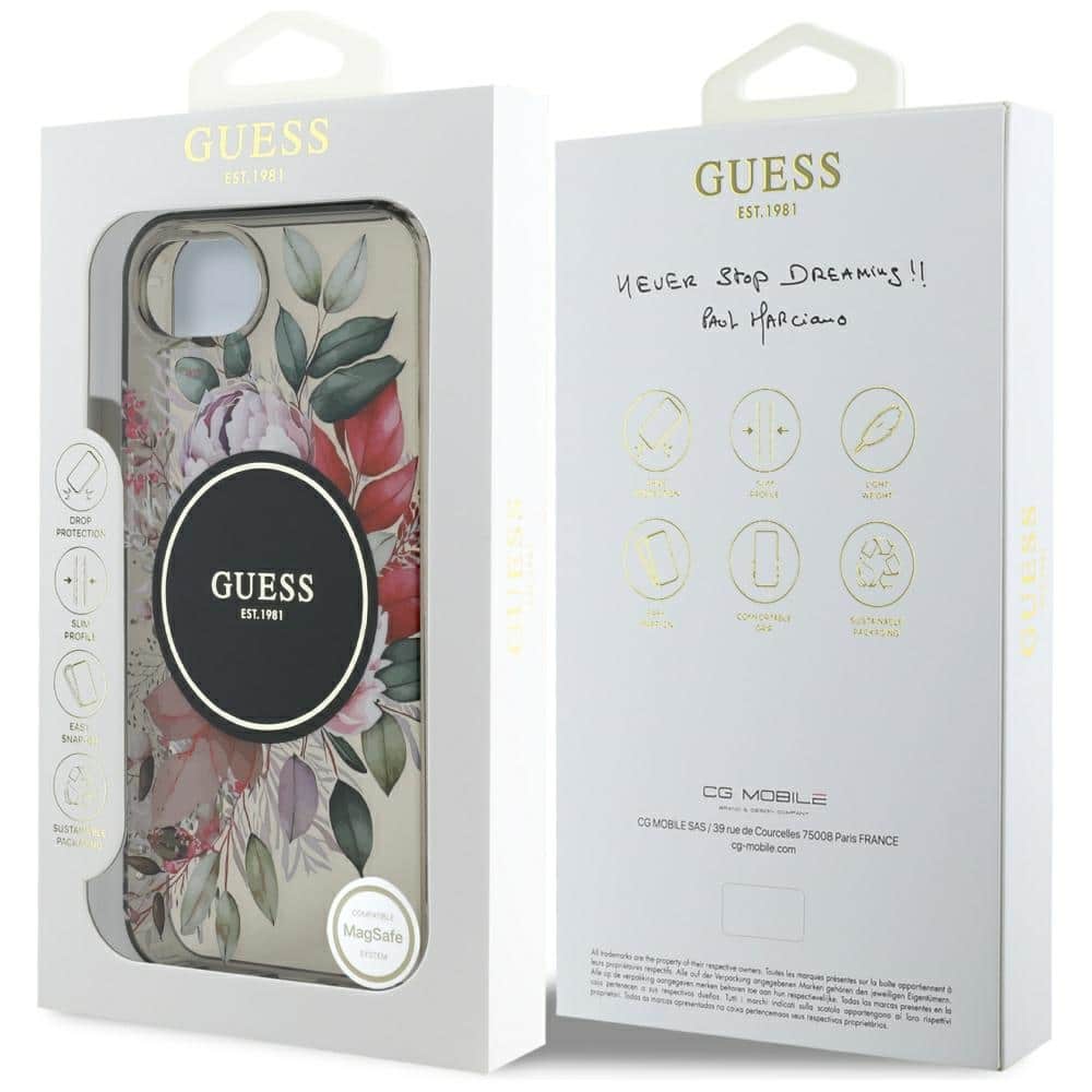 Guess IML Flowers MagSafe - θήκη για Apple iPhone 16e - Μαύρο - Image 8