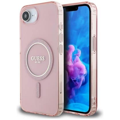 Guess IML Glitter Circle MagSafe - θήκη για Apple iPhone 16e - Ροζ