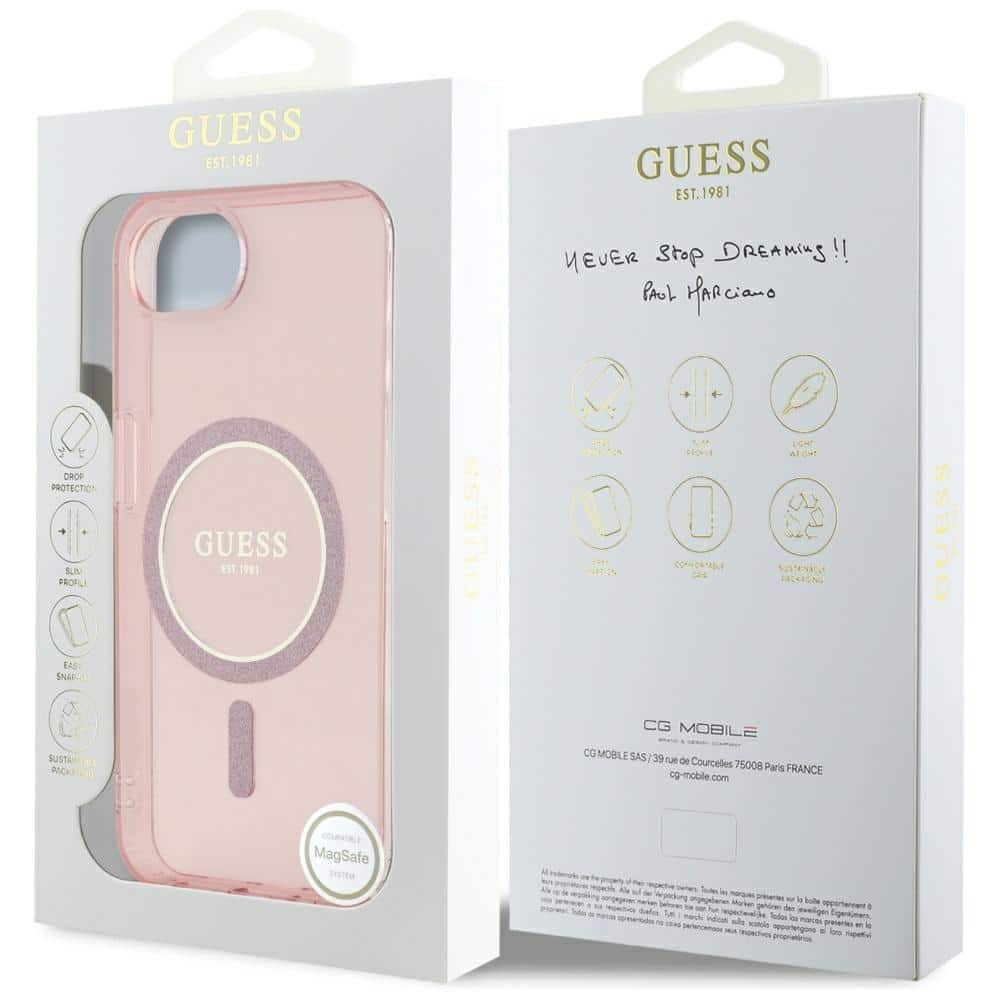Guess IML Glitter Circle MagSafe - θήκη για Apple iPhone 16e - Ροζ - Image 8