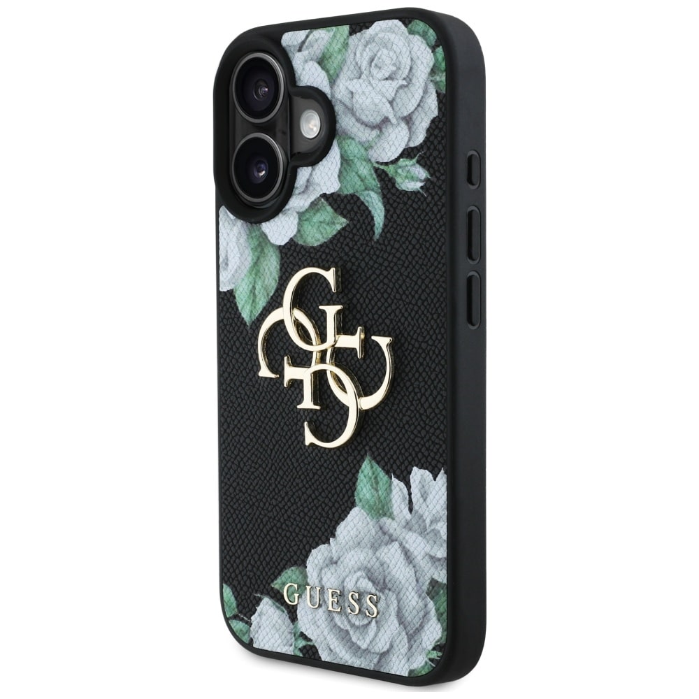 Case Guess Grained Roses Big 4G logo for iPhone 16 black - Image 2