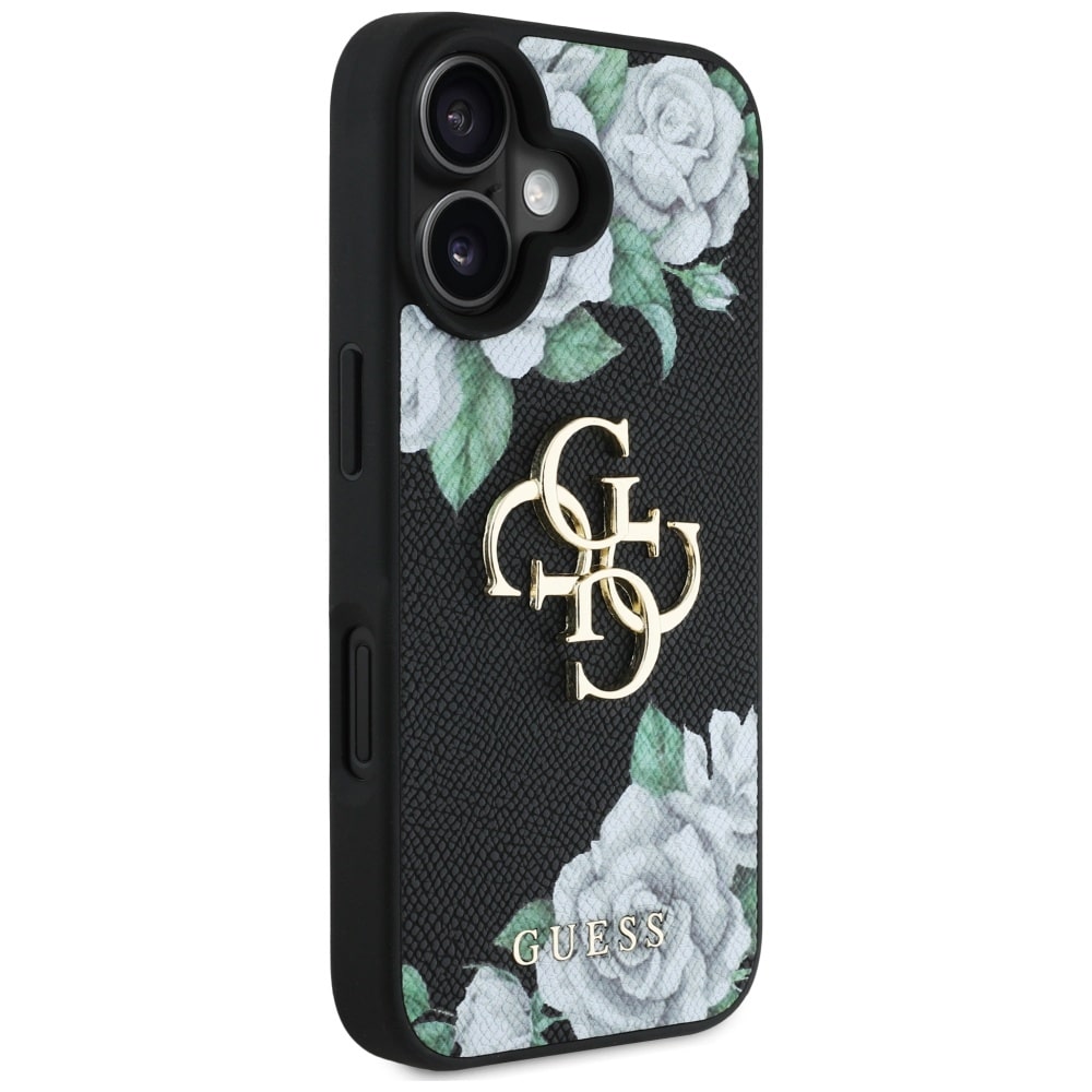 Case Guess Grained Roses Big 4G logo for iPhone 16 black - Image 4