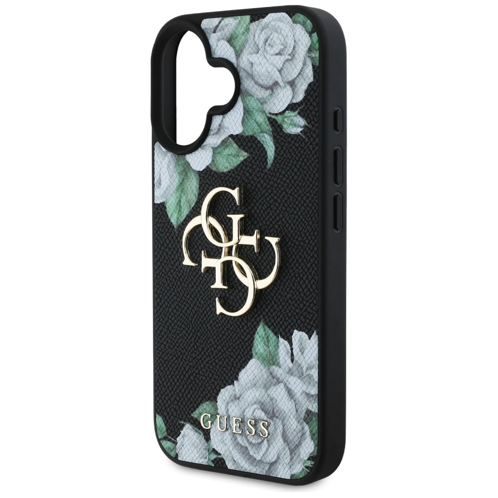 Case Guess Grained Roses Big 4G logo for iPhone 16 black - Image 6