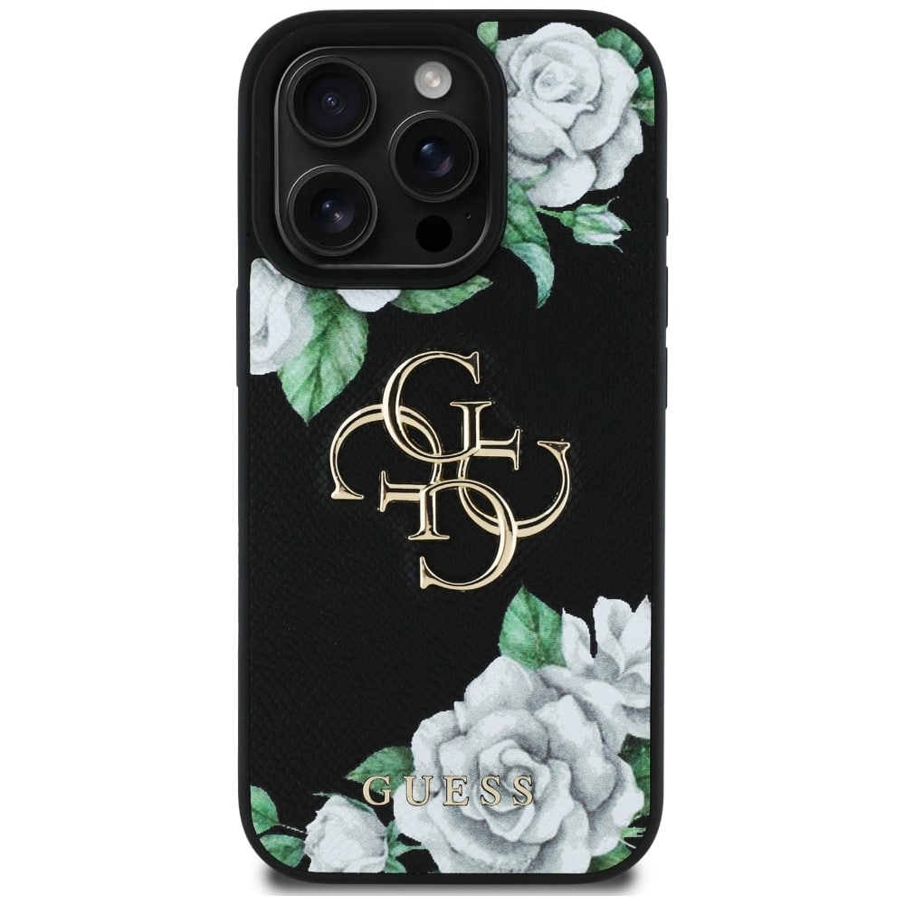 Guess Grained Roses Big 4G logo - θήκη για Apple iPhone 16 Pro Max - Μαύρο - Image 3