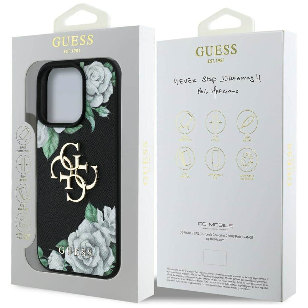 Guess Grained Roses Big 4G logo - θήκη για Apple iPhone 16 Pro Max - Μαύρο - Image 8