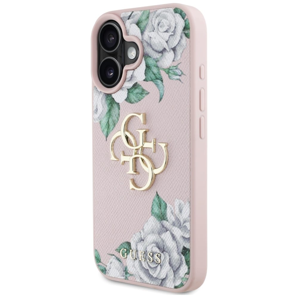 Case Guess Grained Roses Big 4G logo for iPhone 16 pink - Image 2