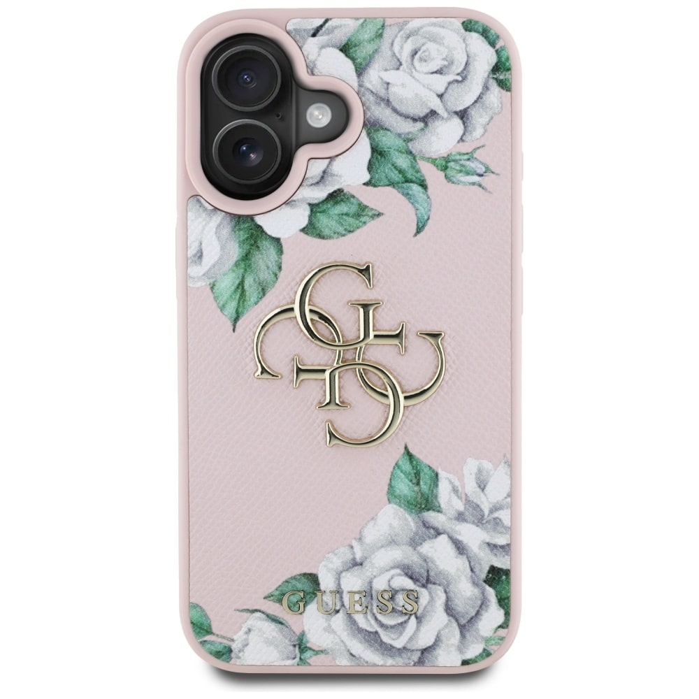 Case Guess Grained Roses Big 4G logo for iPhone 16 pink - Image 3