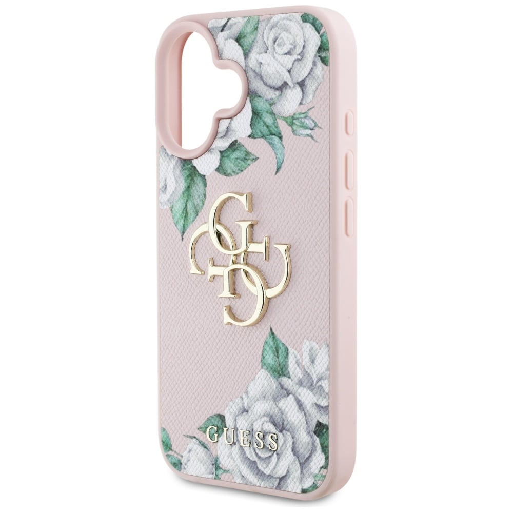Case Guess Grained Roses Big 4G logo for iPhone 16 pink - Image 6