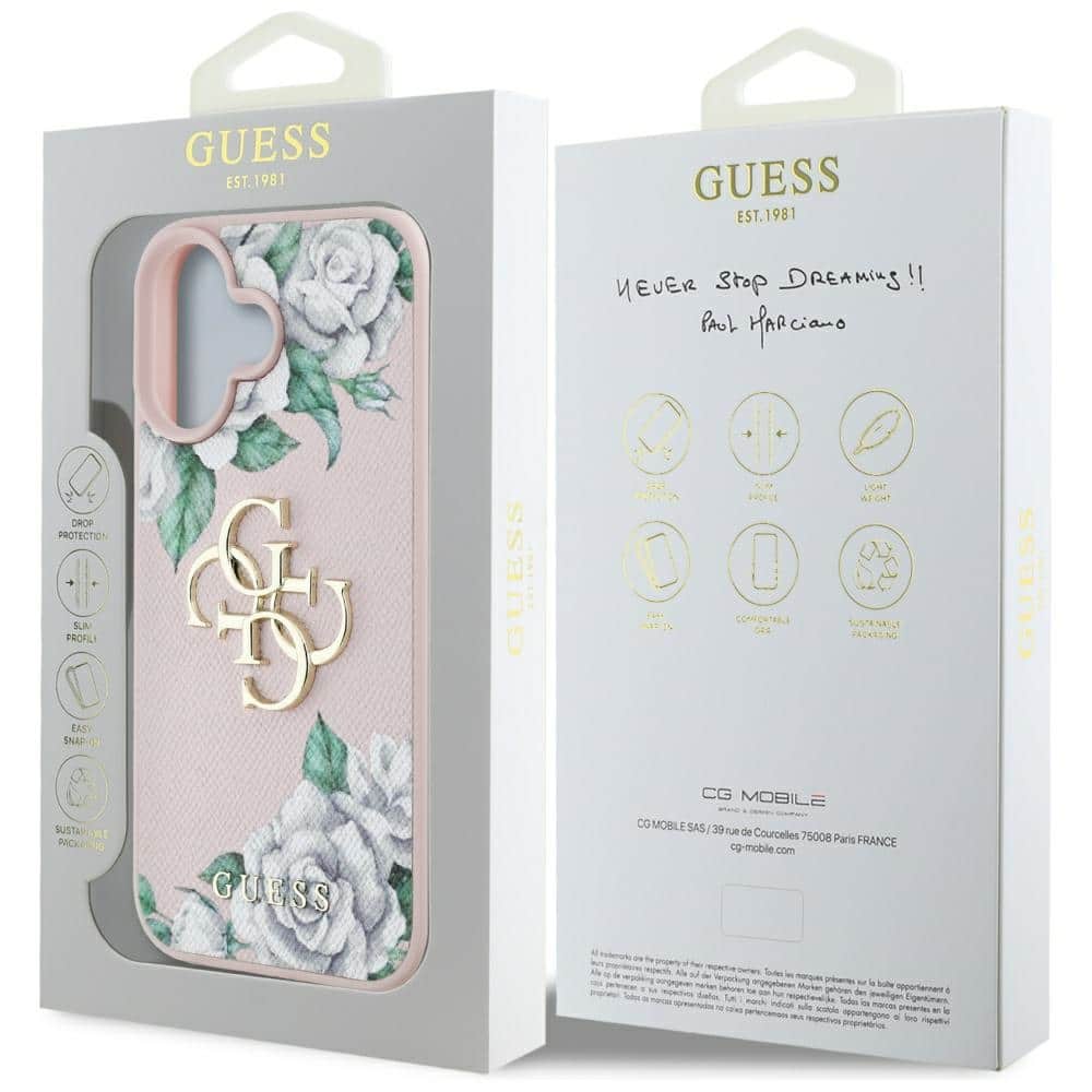 Case Guess Grained Roses Big 4G logo for iPhone 16 pink - Image 8