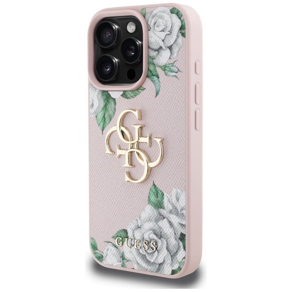 Case Guess Grained Roses Big 4G logo for iPhone 16 Pro pink - Image 2