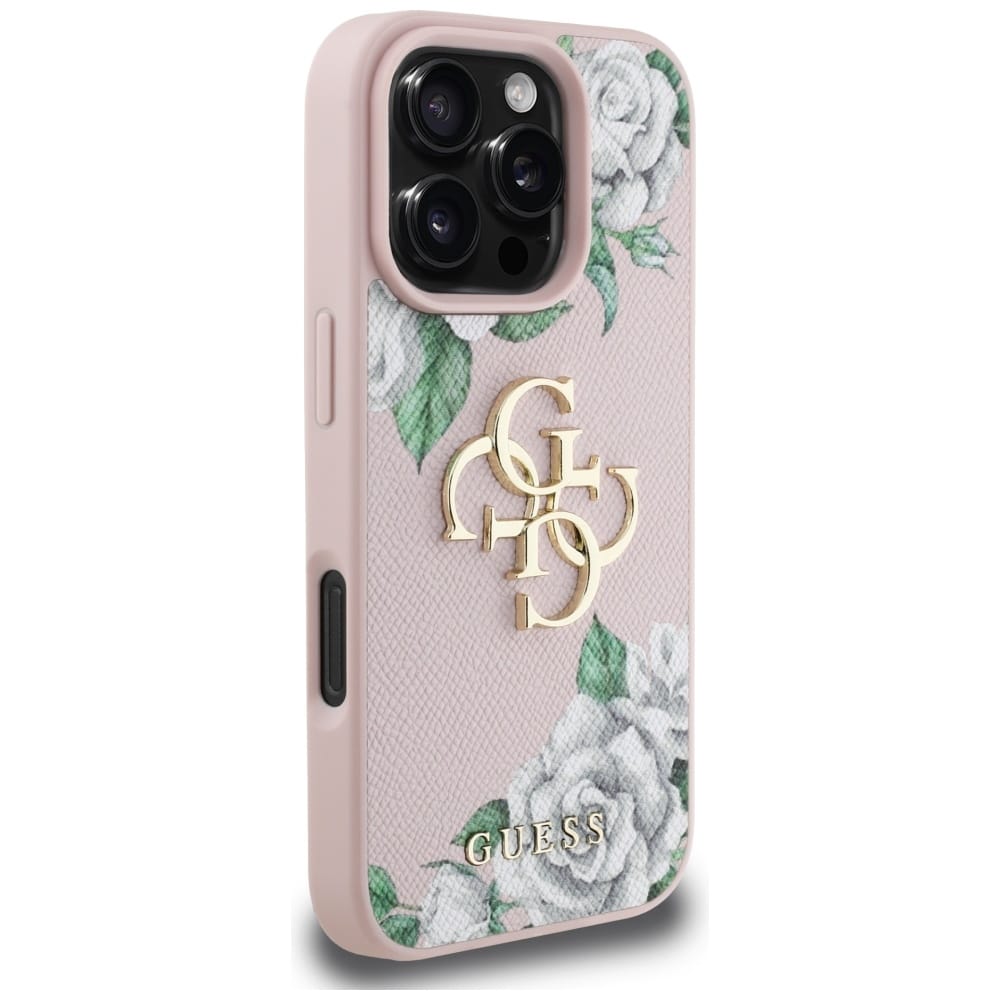 Case Guess Grained Roses Big 4G logo for iPhone 16 Pro pink - Image 4
