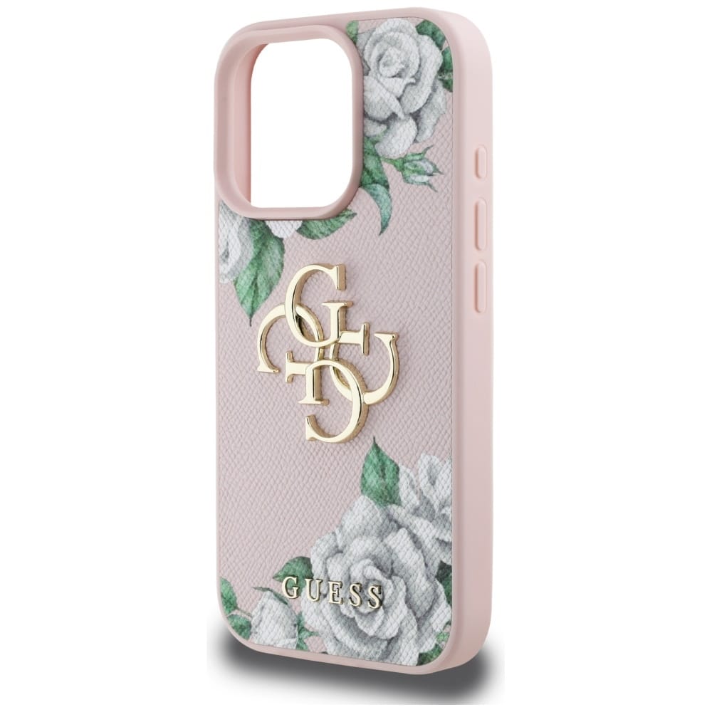 Case Guess Grained Roses Big 4G logo for iPhone 16 Pro pink - Image 6