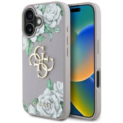 Guess Grained Roses Big 4G logo - θήκη για Apple iPhone 16 - Μωβ