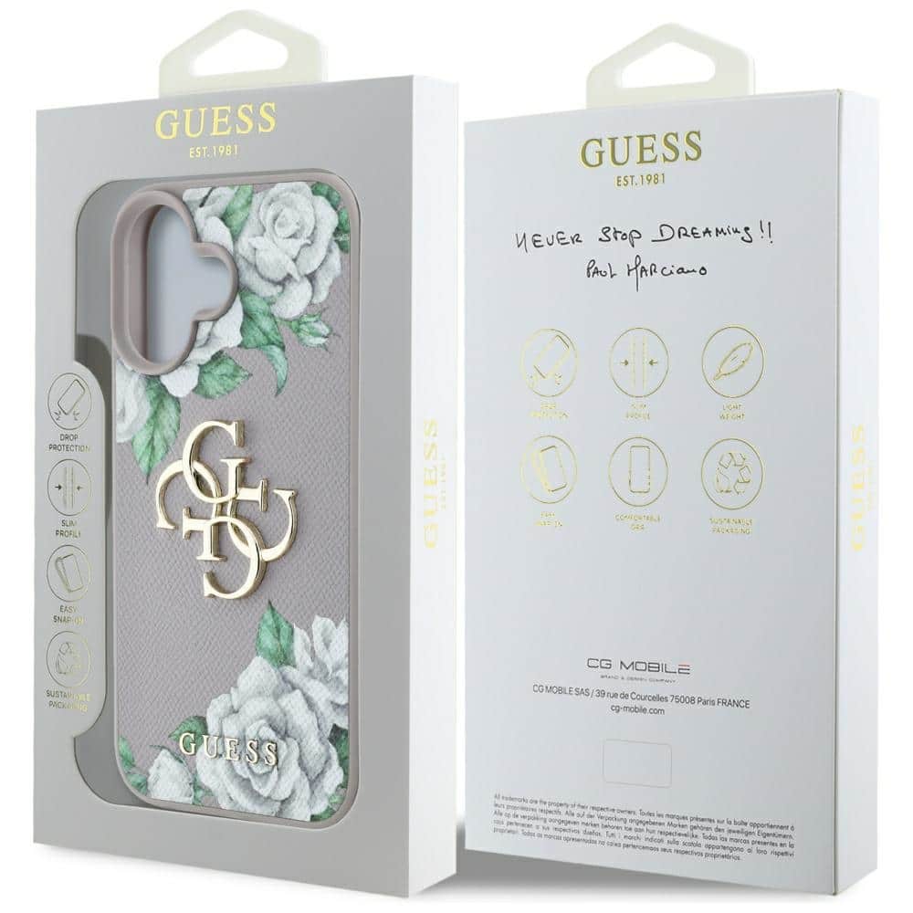 Guess Grained Roses Big 4G logo - θήκη για Apple iPhone 16 - Μωβ - Image 8