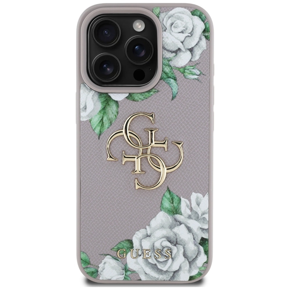 Case Guess Grained Roses Big 4G logo for iPhone 16 Pro Max purple - Image 3
