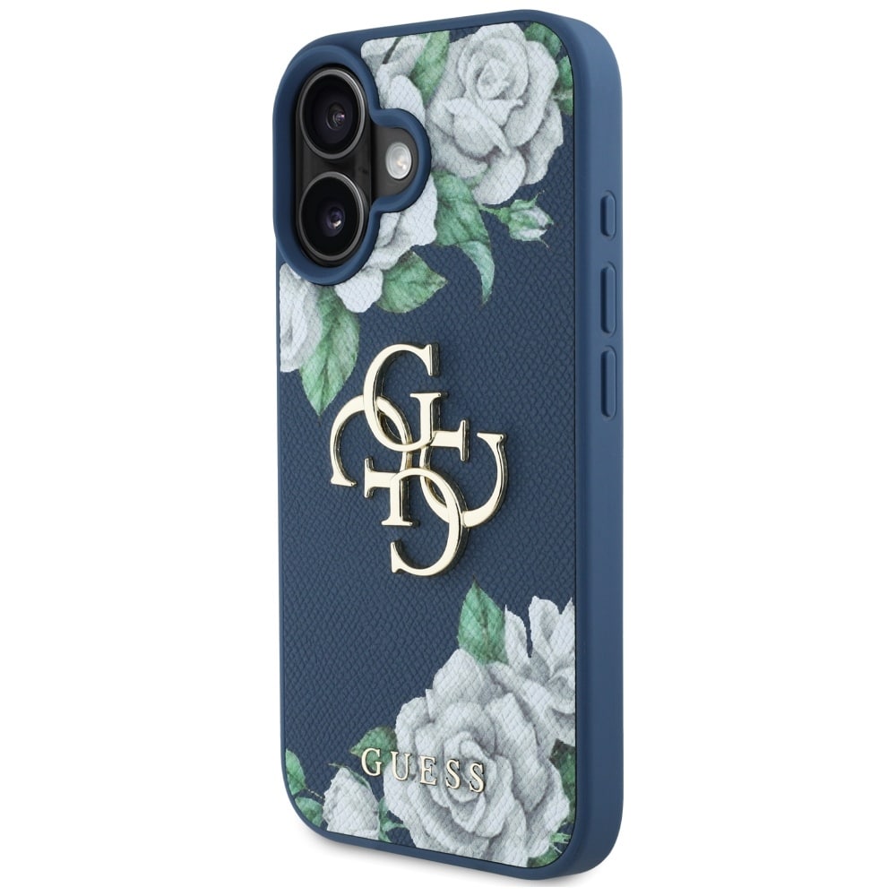 Case Guess Grained Roses Big 4G logo for iPhone 16 blue - Image 2