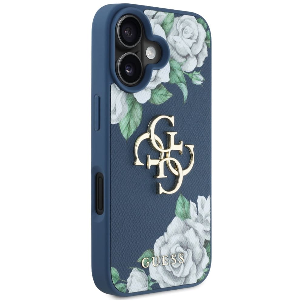 Case Guess Grained Roses Big 4G logo for iPhone 16 blue - Image 4