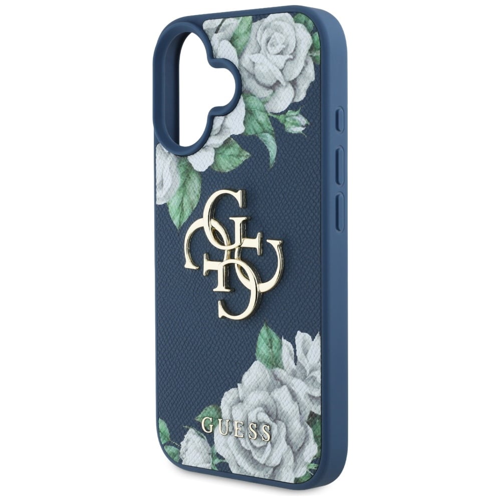 Case Guess Grained Roses Big 4G logo for iPhone 16 blue - Image 6