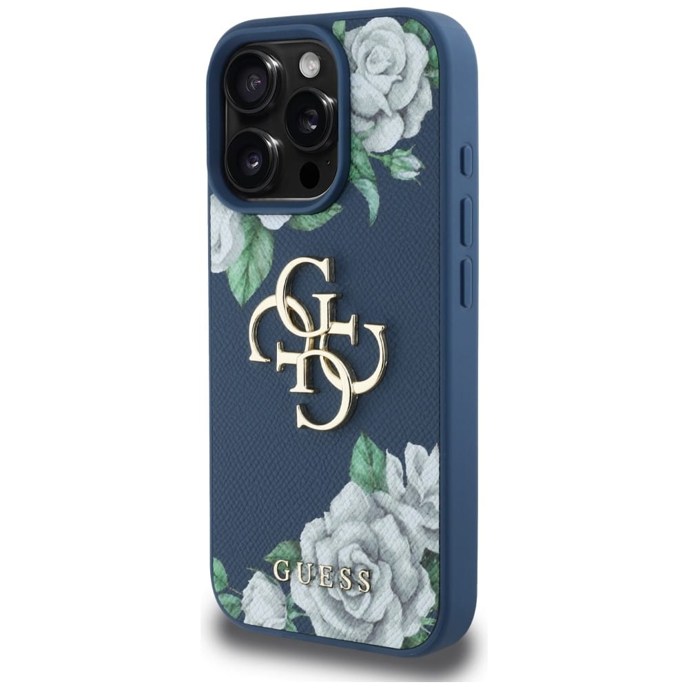 Case Guess Grained Roses Big 4G logo for iPhone 16 Pro blue - Image 2