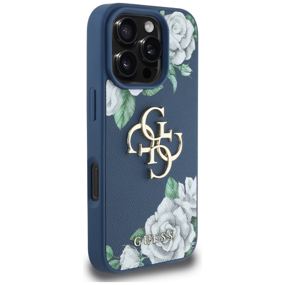 Case Guess Grained Roses Big 4G logo for iPhone 16 Pro blue - Image 4