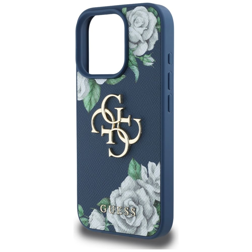 Case Guess Grained Roses Big 4G logo for iPhone 16 Pro blue - Image 6