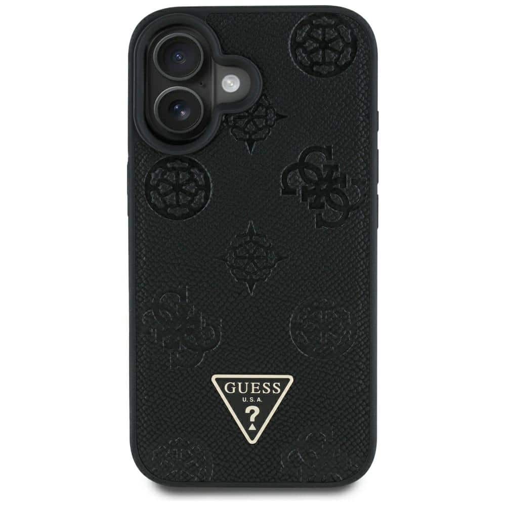 Guess Grained Hot Stamp Peony Triangle Logo MagSafe - θήκη για Apple iPhone 16 - Μαύρο - Image 3
