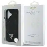 Guess Grained Hot Stamp Peony Triangle Logo MagSafe - θήκη για Apple iPhone 16 - Μαύρο - Image 8