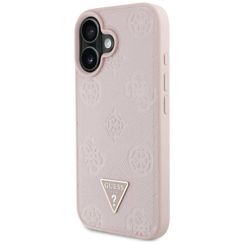 Guess Grained Hot Stamp Peony Triangle Logo MagSafe - θήκη για Apple iPhone 16 - Ροζ - Image 2