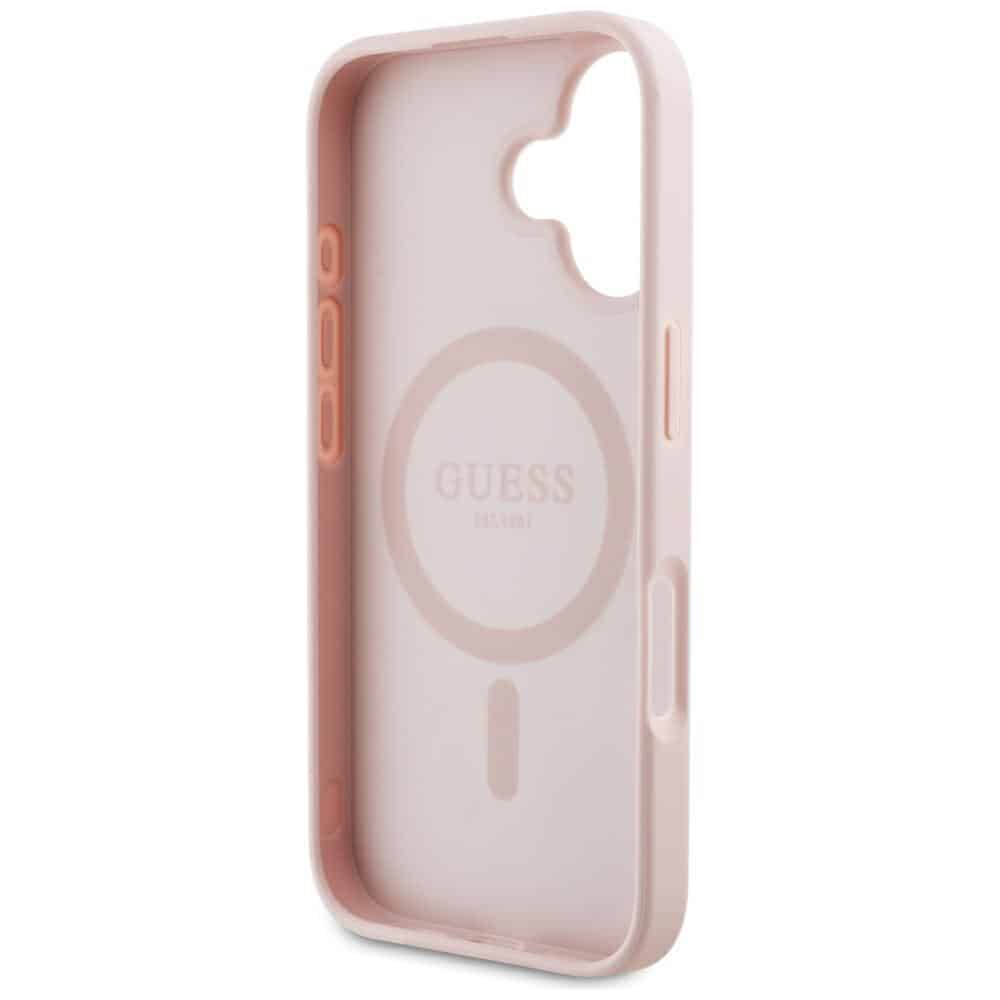 Guess Grained Hot Stamp Peony Triangle Logo MagSafe - θήκη για Apple iPhone 16 - Ροζ - Image 7